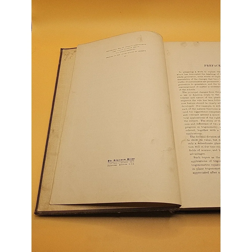 Plane Trigonometry and Tables Wentworth Smith 1914 Ginn and Company Hardcover